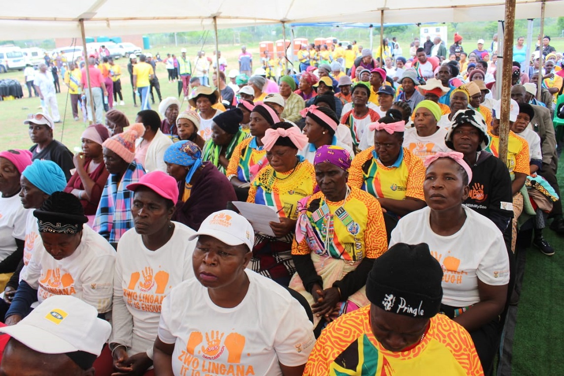 MEC Nakedi Kekana leads a walk against Gender Based Violence And Femicide (GBV) ahead of officially handing over a sport court to the Community of Mukondeni Ha-mulima  in Makhado Municipality